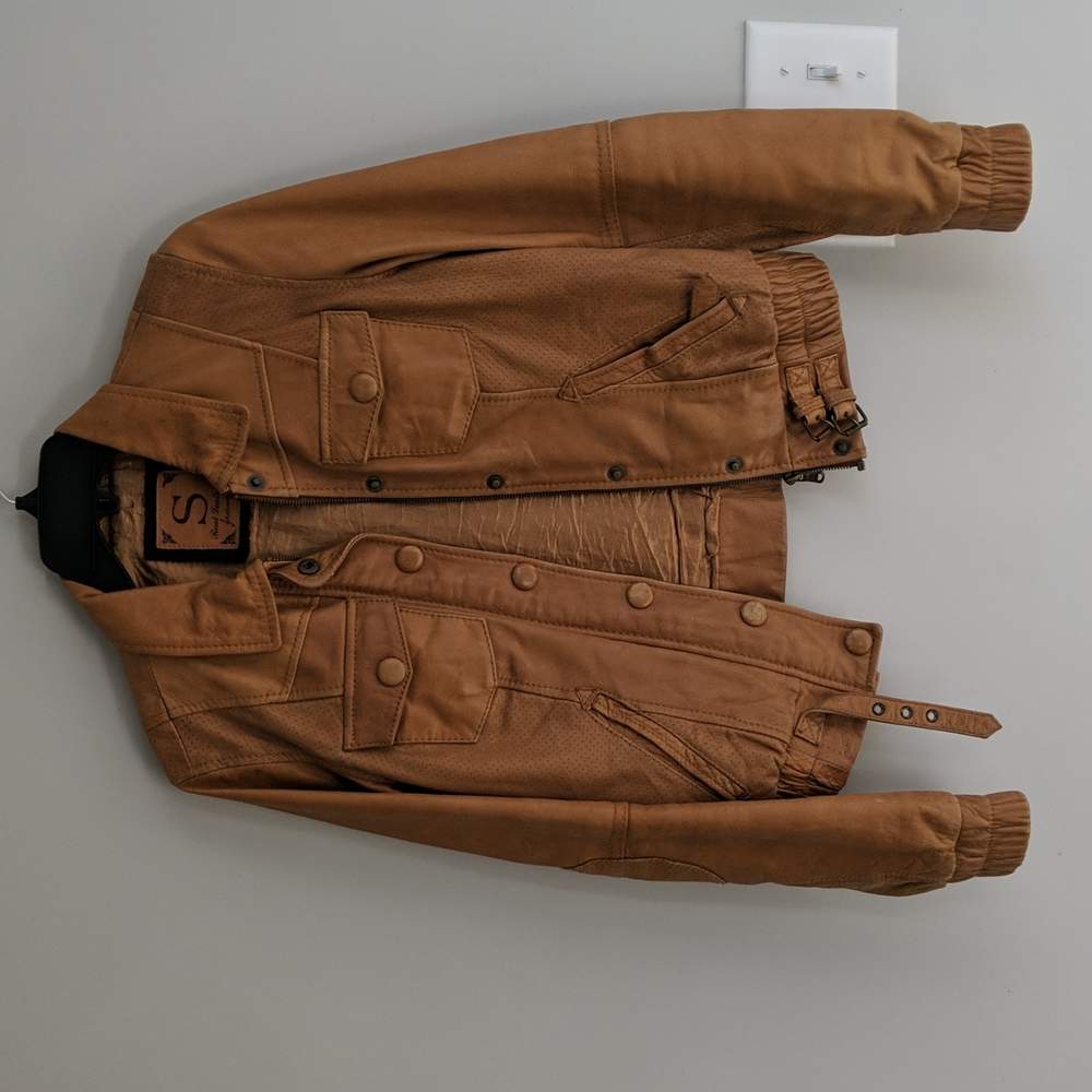 Tan leather jacket